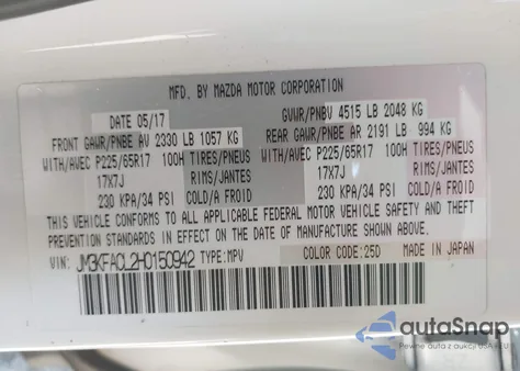 2017 Mazda Cx-5 Touring z USA, uszkodzony, nr VIN JM3KFACL2H0150942